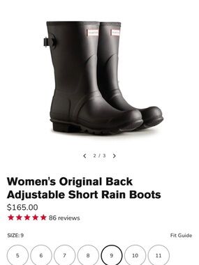 Hunter Women's Short Adjustable Rain Boots - Black